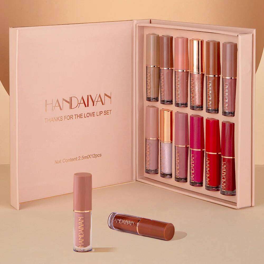 HANDAIYAN 12 Colors Veet Matte Set - Liquid Lipstick Gift Box Set, Non-Sticky Lip Gloss X250725 X250725