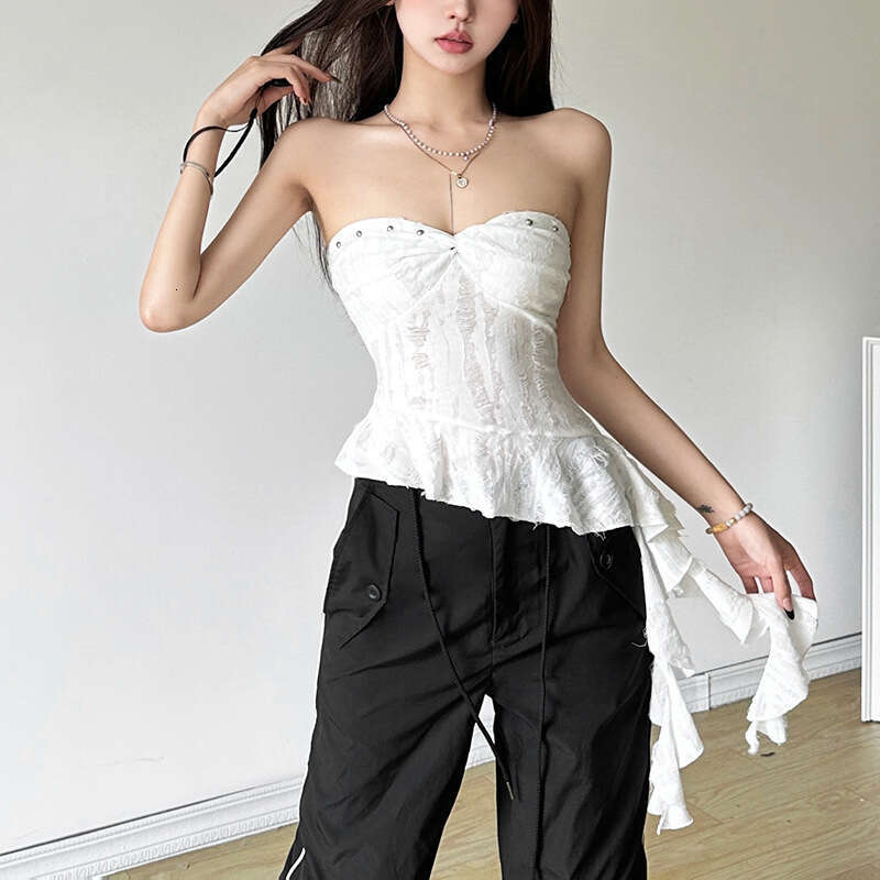 2024 Summer New Women's Solid Color Slim Street Fashion Off-Shoulder Sexy Backless Tank Top 71d