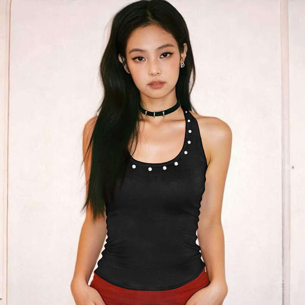 2025 Summer New Slim Sexy Hot Girl U-Neck Halter Design Fashionable Elegant Tank Top for Women e71
