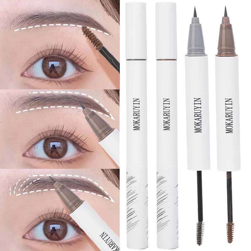2 in1 Double-headed Liquid Eyebrow Pencil Long Lasting Easy To Color Dye Brow Cream Waterproof Lying Silkworm Eyeliner Cosmetics X250