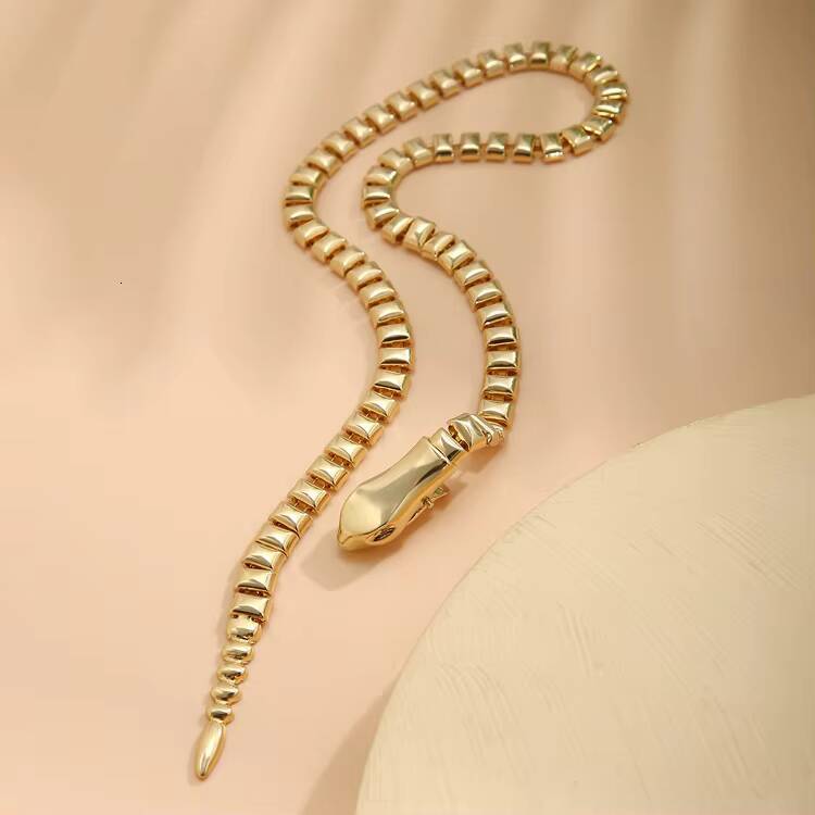 Punk Personality Animal Rattlesnake Snake Necklace Womens Fashion Show Snake Head Collar Body Chain