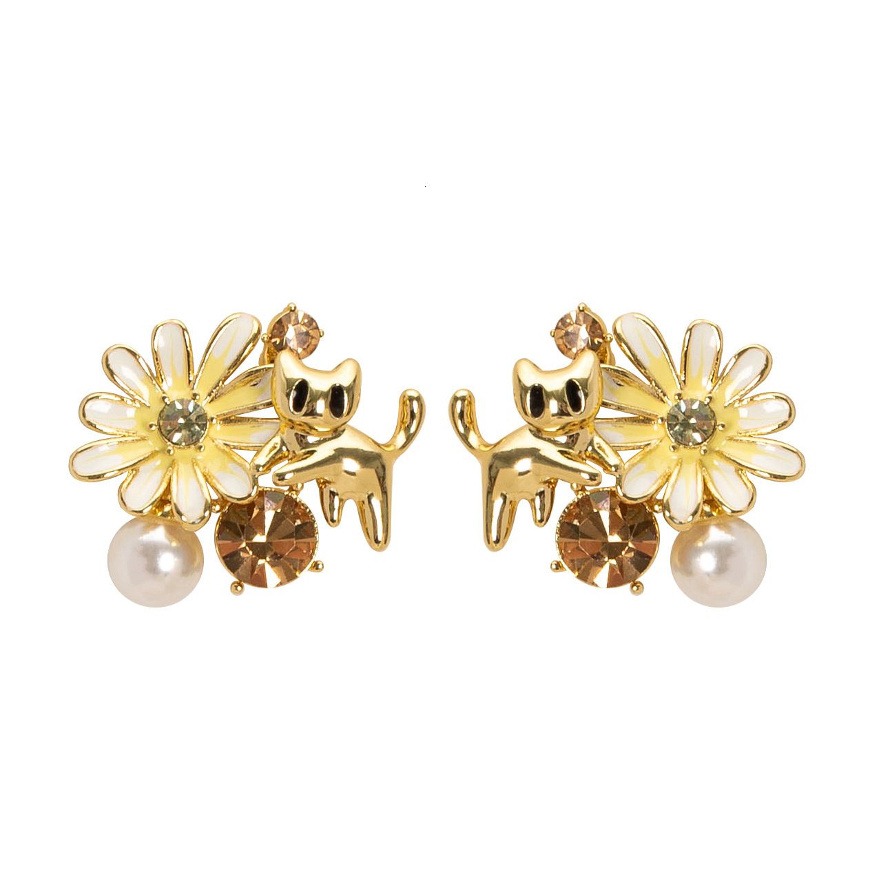 Sier Needle Forest Style Fashion Sweet Fresh Oil Drop Dia Pearl Floral Earrings for Women Simple Niche Versatile Ear Jewelry