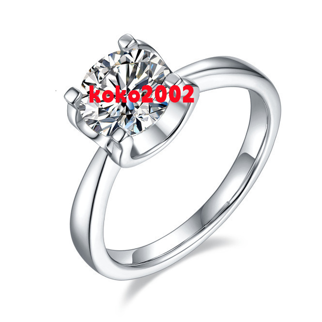 Wholesale S925 1ct Silver Ring VVS DEF White Four Prongs U Shape Claw Setting Moissanite Engagement Ring