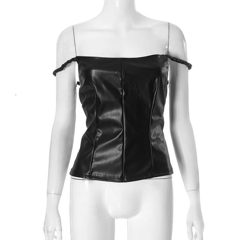 Ytp615 Women's Autumn New Solid Color Slim Fit Inner Elastic Strap Leather T-Shirt Top B5