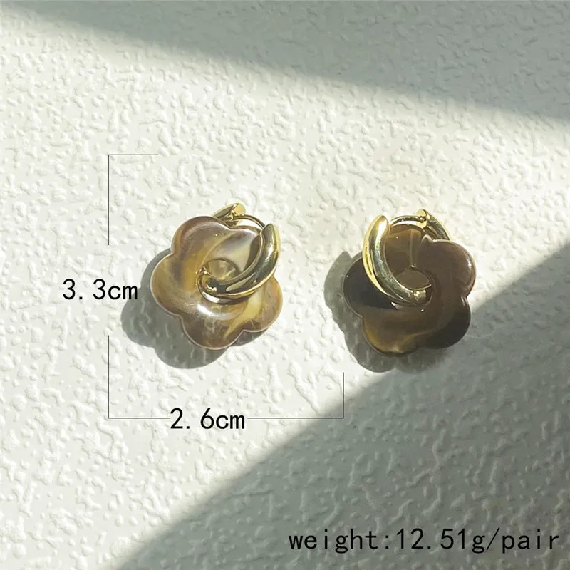 Pink Acrylic Flower Resin Drop Earrings Simple Round Hollow Copper Girls Jewelry Cute Party Personality Gifts 250715