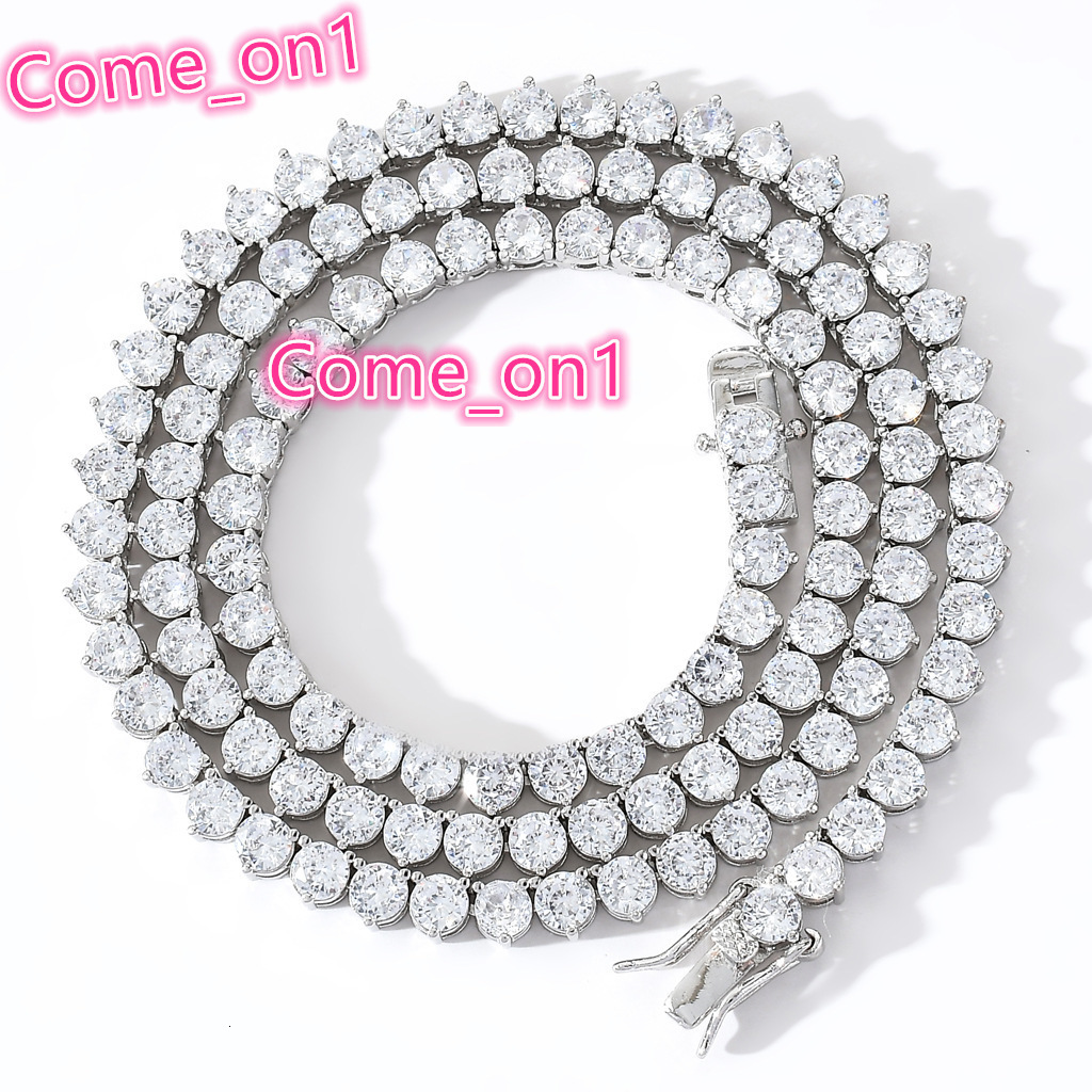 Hip Hop Real Gold Plated 4mm Zircon Tennis Chain Necklace Iced out Fashion Jewelry CZ Heart-shaped Made Brass for Christian Gift