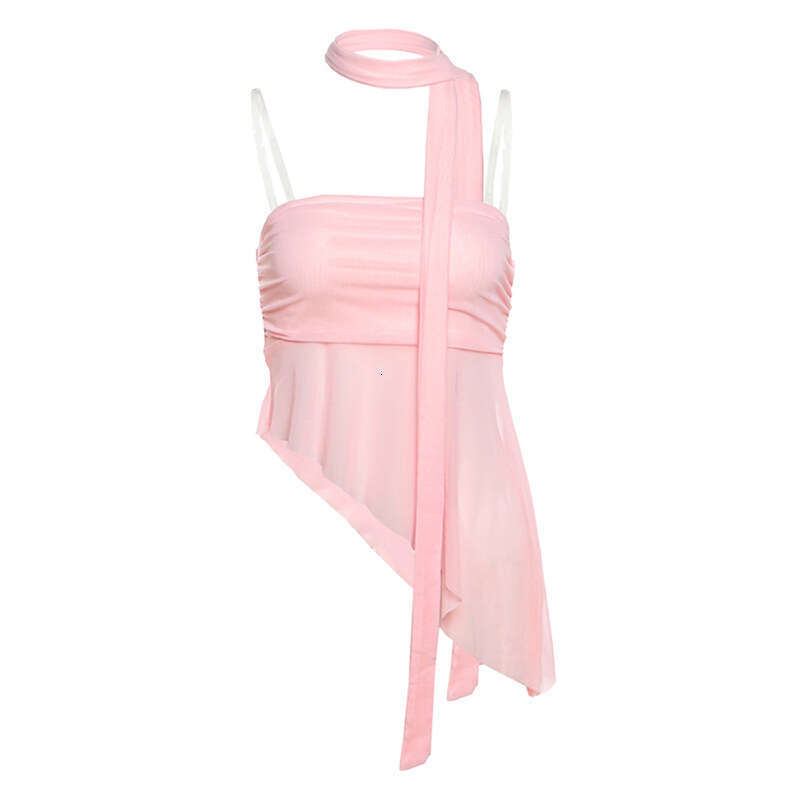 2025 Women's Summer New Solid Color Street Fashion Sexy Tag Crop Top Vest 989