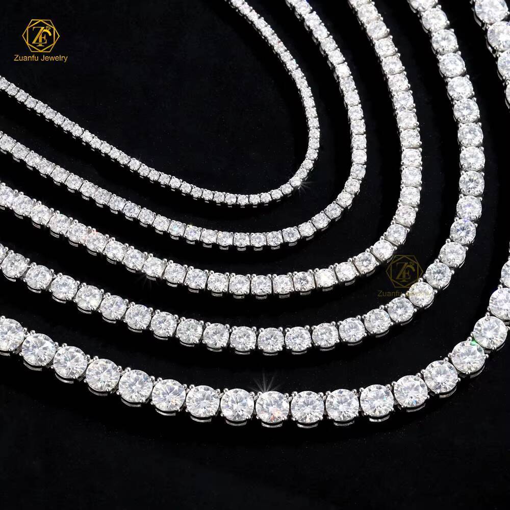 Ready to Ship High Quality 925 Sterling Silver Iced out Tennis Chain D VVS1 2mm-6.5mm Cut Moissanite Diamond for Men and Women