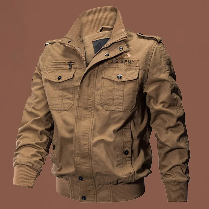 Pure cotton coat men 2025 spring and autumn stand collar jacket casual allmatch pure military shirt cargo trend 250717