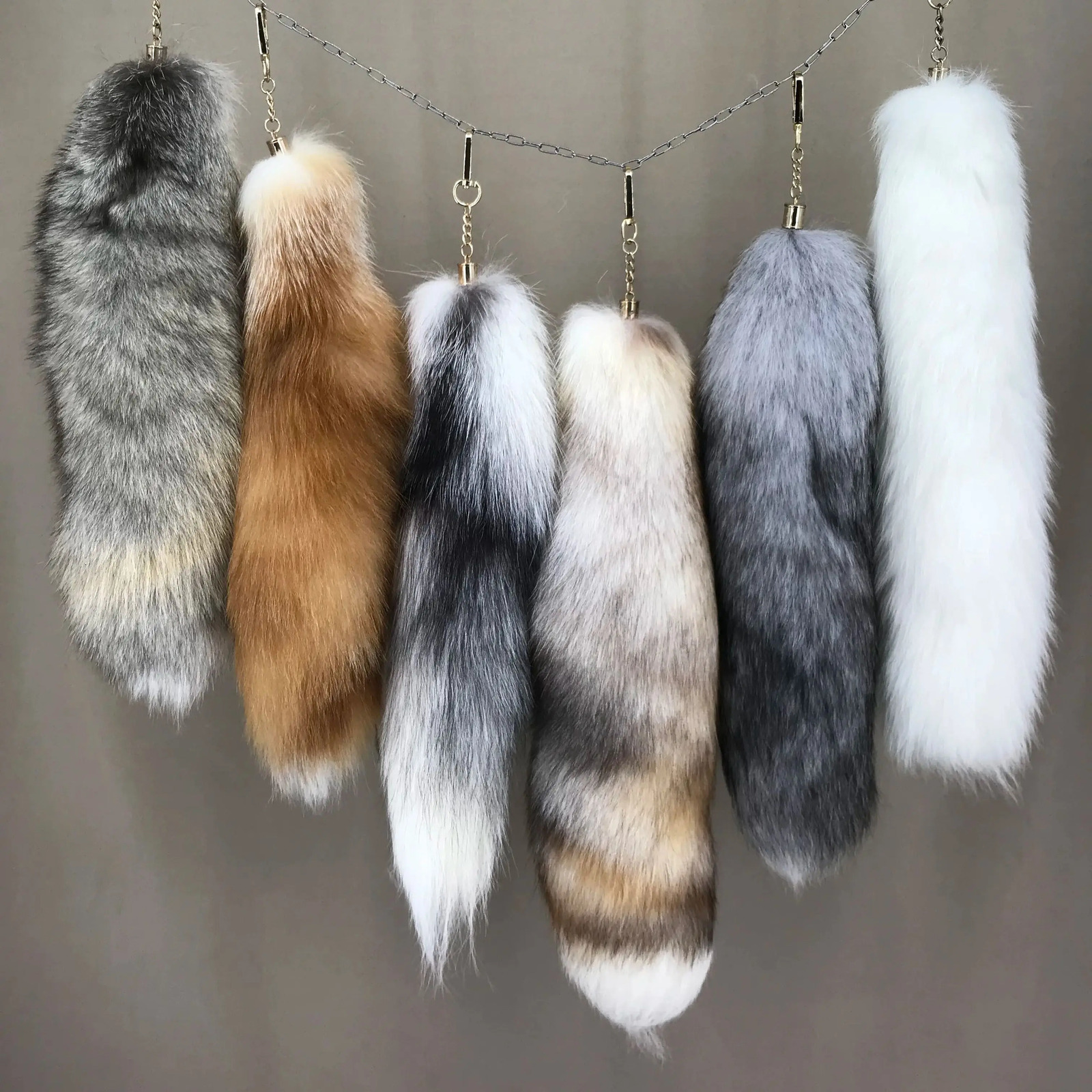 natural fox fur tail keychain furry chic y2k beautiful accessory length 40 cm Car Keychains For Women 250722