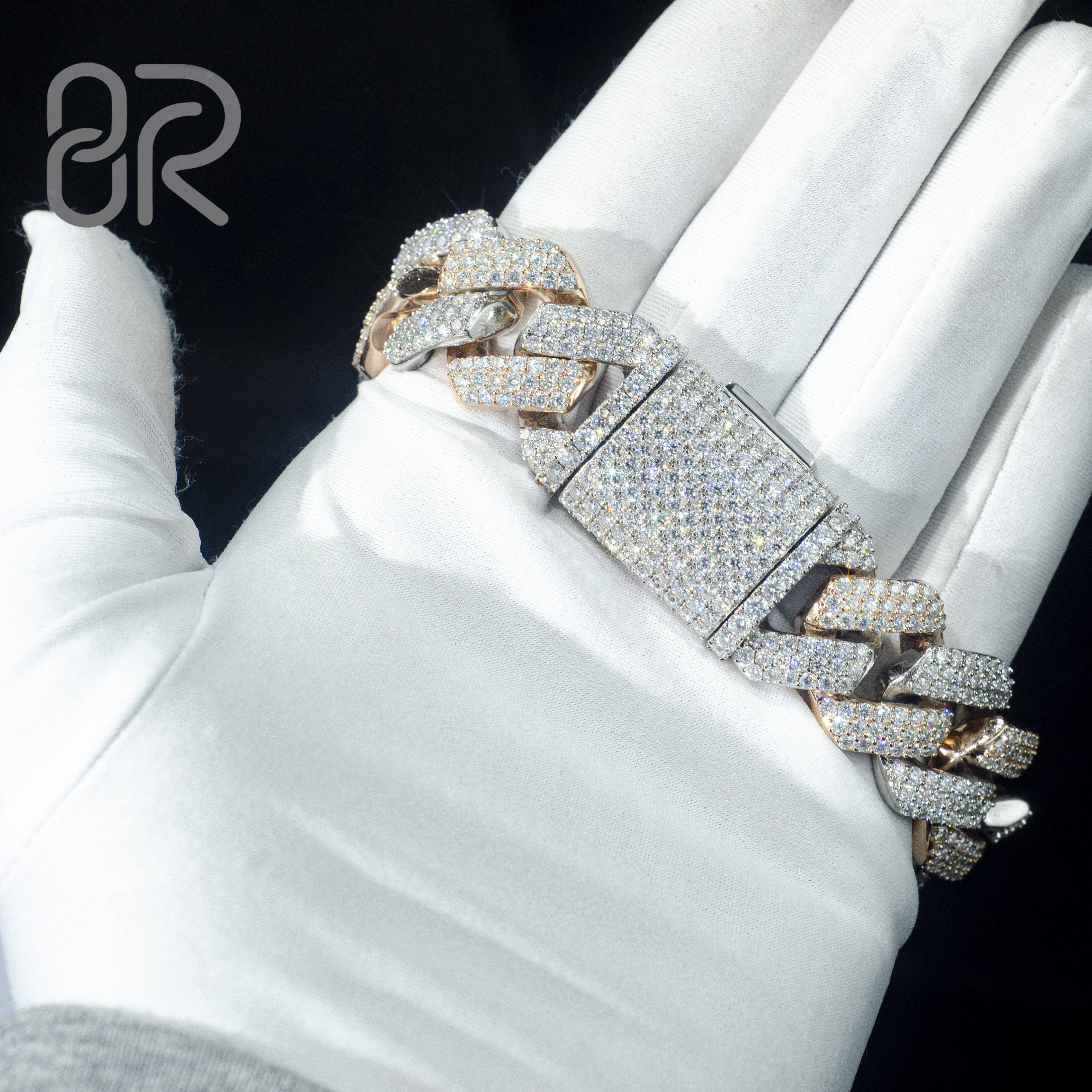 20mm 8 VVS Moissanite Diamond Cuban Bracelet Fast Shipping Curl Lock Straight Line 925 Sterling Silver Chain