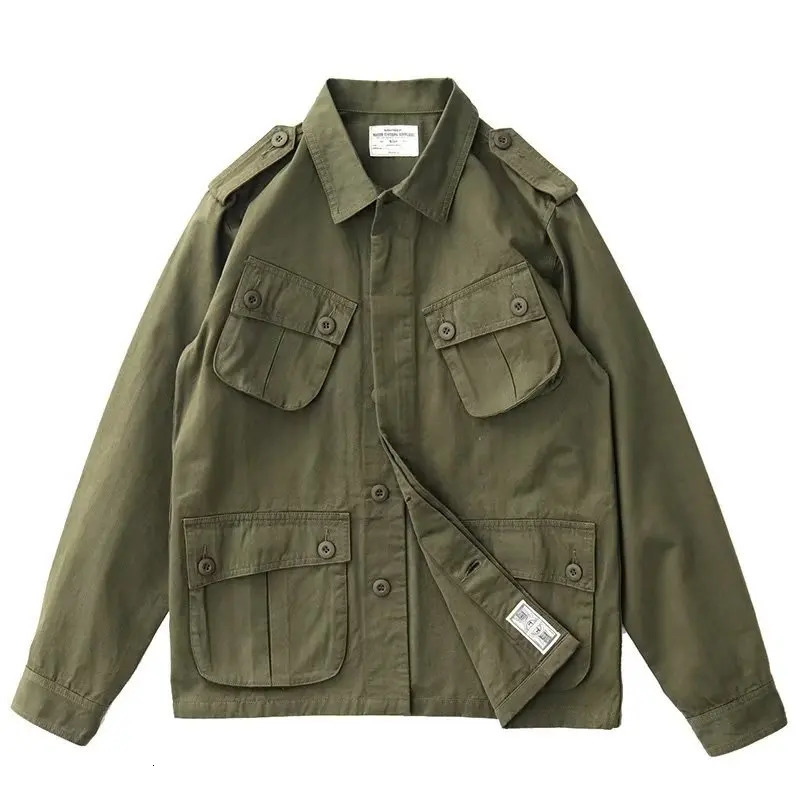 Military Cargo Jacket Men Spring Autumn MultiPocket Solid Color Retro Combat Jackets M42 Classic Bomber Chaquetas Hombre 250717