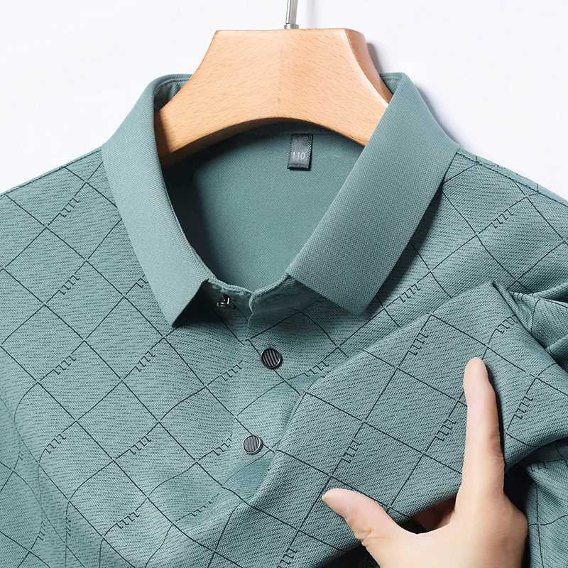 2025 New Summer Ice Silk Polo Shirt for Middle Aged and Elderly Short Sleeved Top Casual Thin Half Sleeve XJ250725