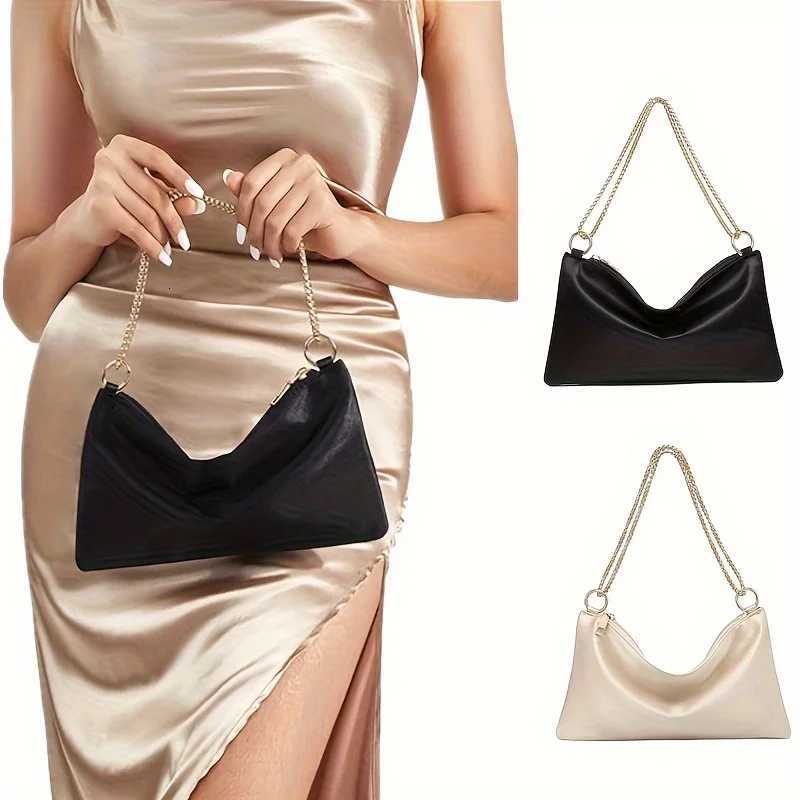 Evening Bag for Women Wedding Formal Dance Cocktail Party Shoulder Bag Champagne Beige Black Color with Zipper Closure Y250725