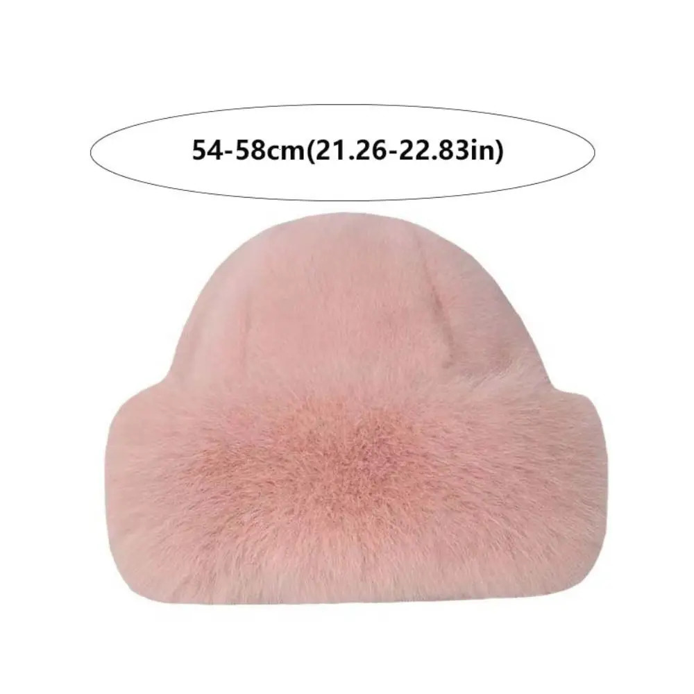 Casual Warm Cap Faux Fur Mink Hat Korean Style Bucket Hat Plush Basin Cap Solid Color Solid Beanie Winter 250724