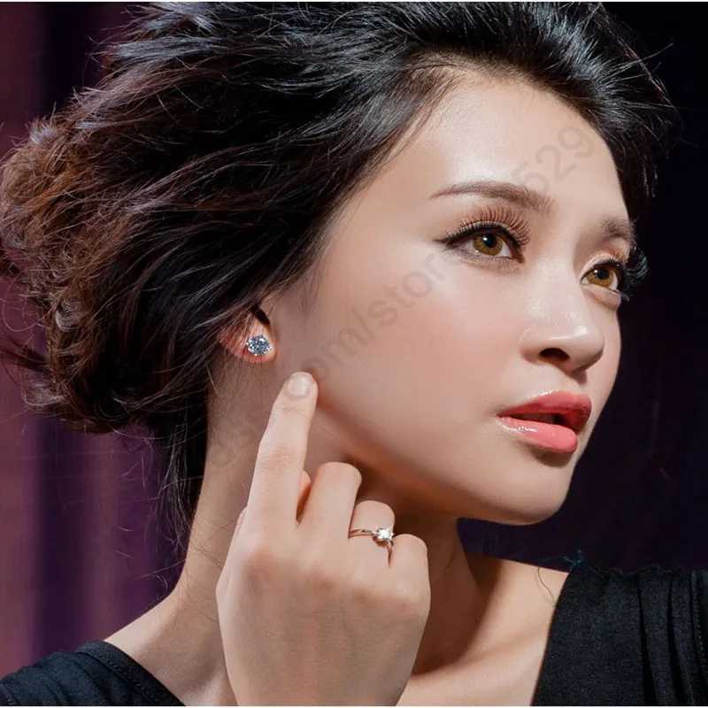 Elegant and classic 925 sterling silver finger ring jewelry crystal cubic zirconia 6-claw womens wedding Anillos W250417