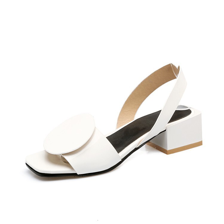Designer sandals Round and Square Decorative Sandals Large Size 40-43 Mid Heel One-Strap Spring Summer