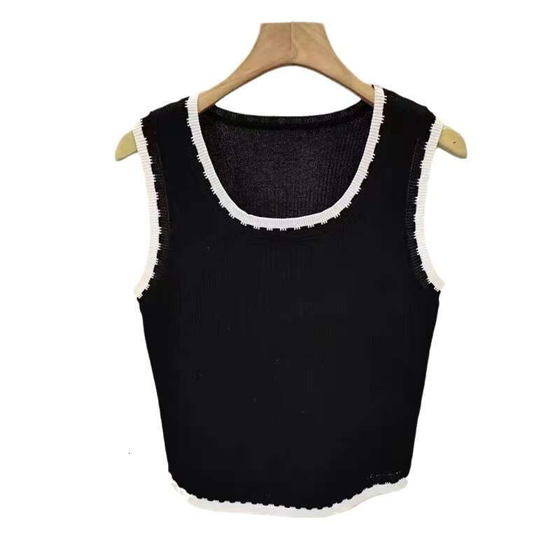 SXZY White Wide Strap Knitted Camisole Women, Summer New Design, Niche French Style Inner Wear Top for Women