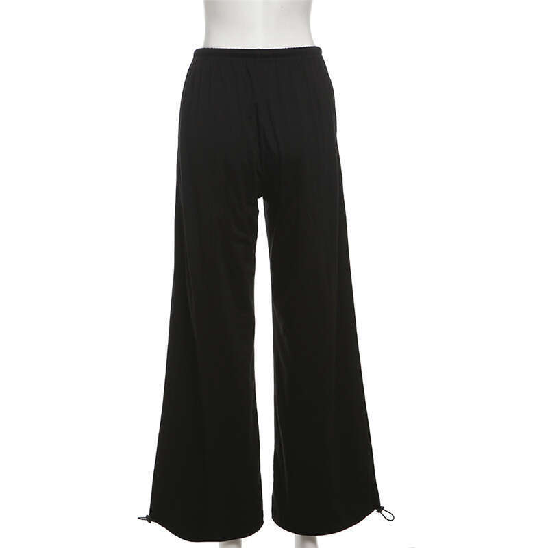 2024 Summer New Women's Solid Color Loose Street Fashion High Waist Casual Sports Straight Pants c34