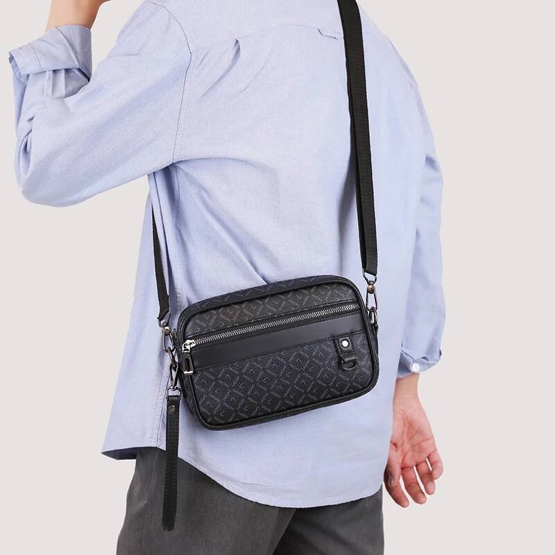 Business Men's High Quality Soft PU Leather Man's Handbag Shoulder Multi-Functional Men Clutch Bag With Waist Strap Sac