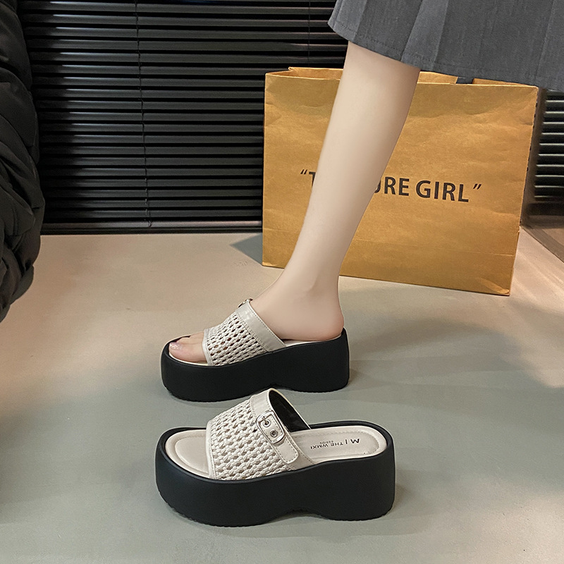 Ddmysports Fashion Women S Sandals Summer Outdoor Platform Thick Sole One Strap Trendy Casual Hollow Beach Shoes For Outdoor Shoes