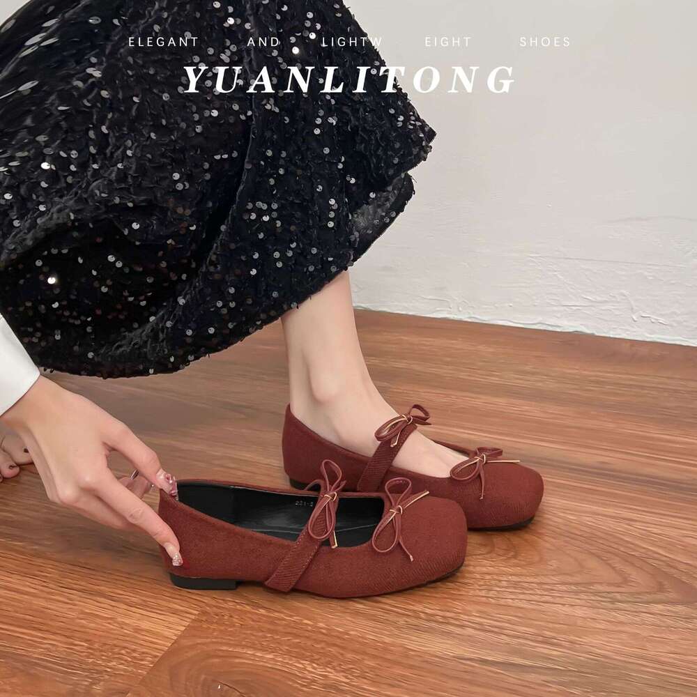Designer Spring New Bowknot Casual Flat for Women Comfortable Soft Sole One-Strap French Style Shallow Mouth Single Shoes