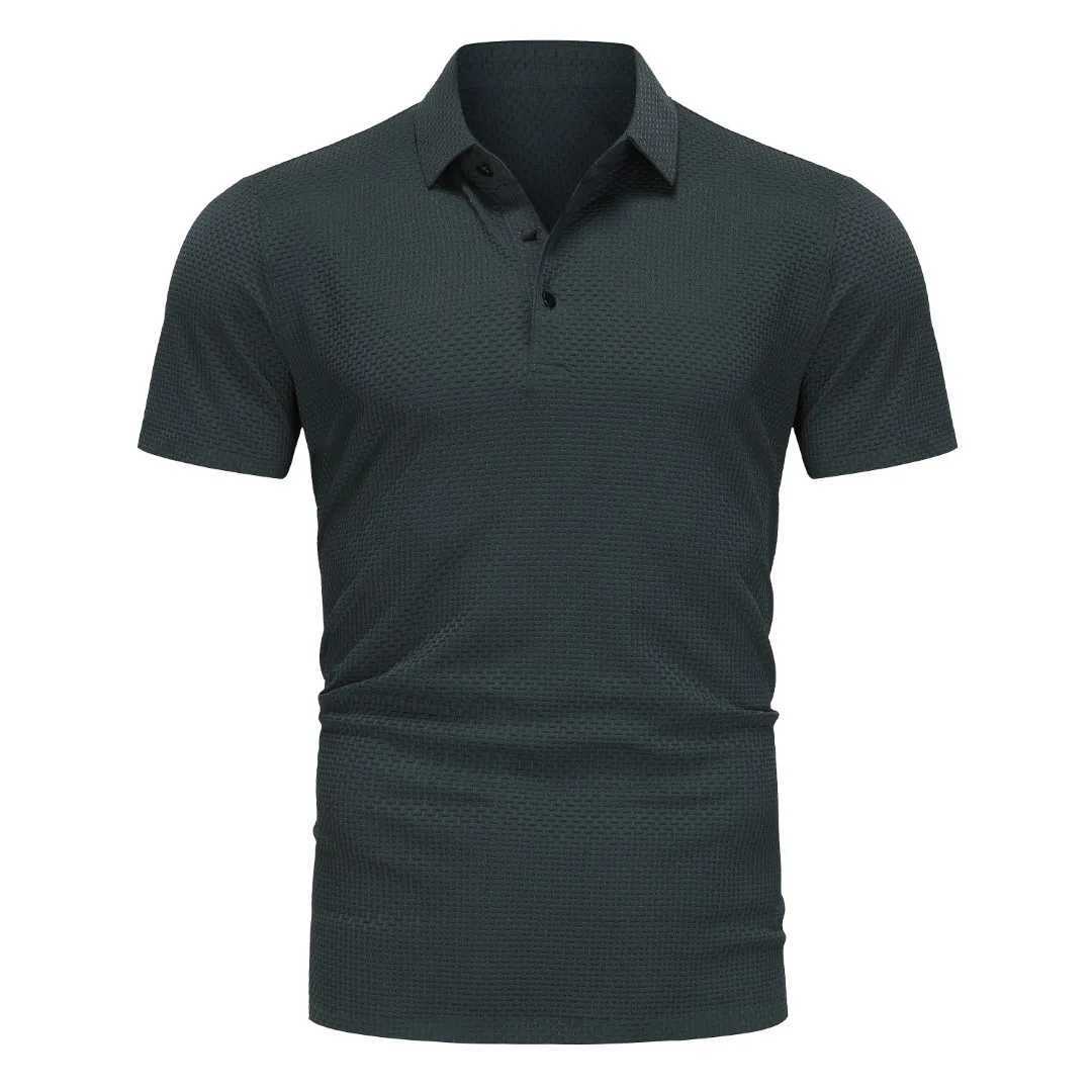 utho EUR Sizes Tall Man Brand Top-Quality Mens Golf Shirt Lop-up Hollow Short-sleeved Polo Shirt SummerIce Silk Breathable Tee XJ250725