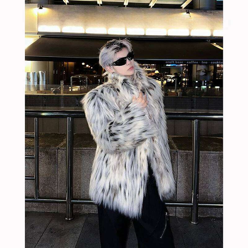 2025 Winter Integrated Short Leopard Print Stand-Up Collar Faux Fur Jacket Men's Women's Thickened Warm Plush Jackets