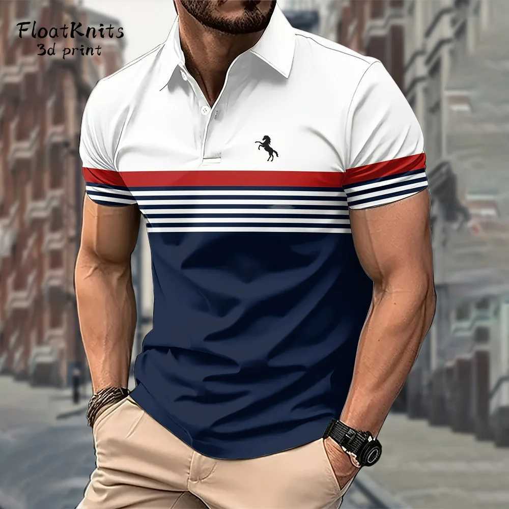 Business Striped Polo Shirts for Men Summer Quick-Drying Mens Short Sleeve Tee Fashion Mens Clothing Lapel Polo Man T Shirts XJ250725
