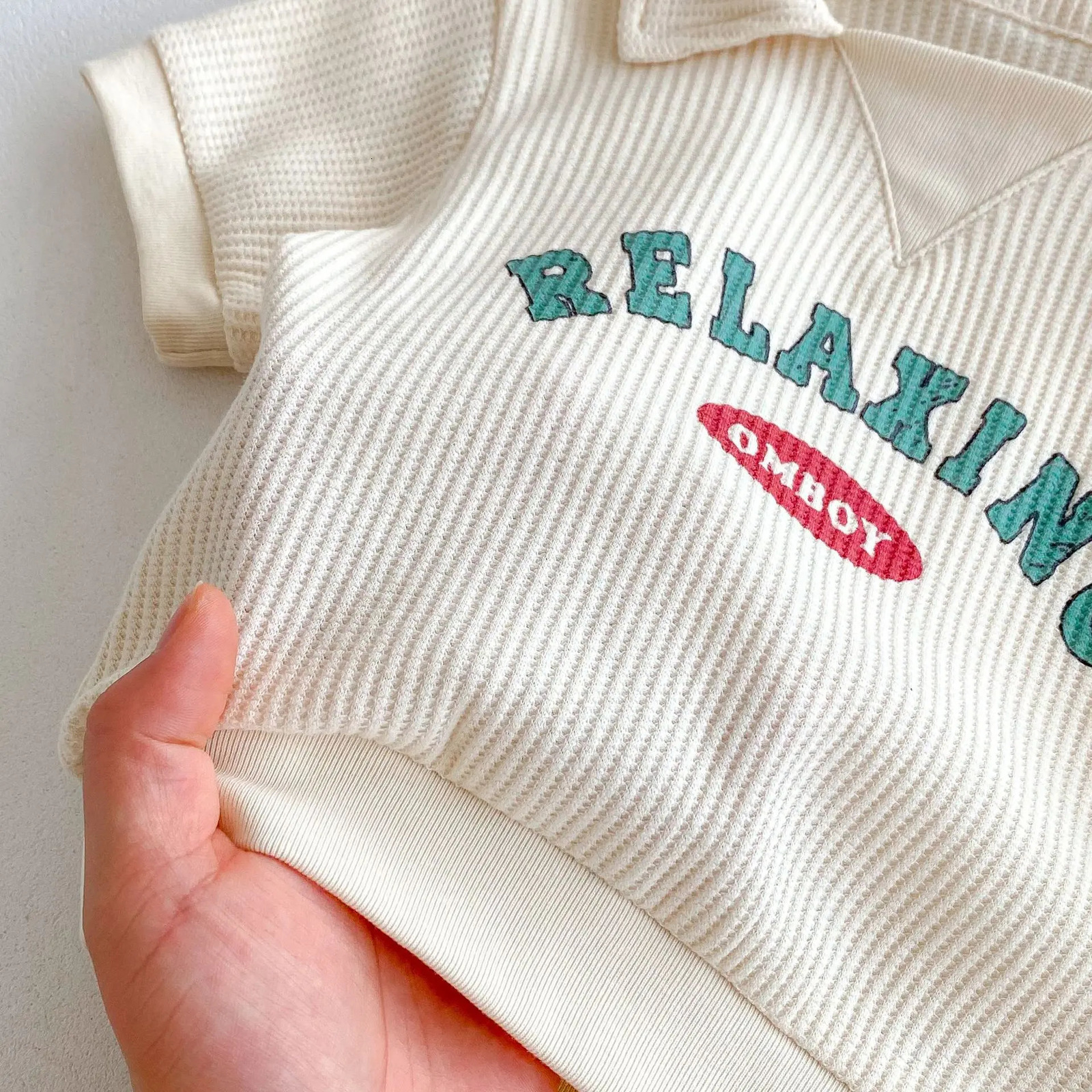 2psc Summer born Infant Baby Girls Boy Movement Fallow Lapel TShirt Shorts Printing Set Kids Muslin Fashion Clothing 250725