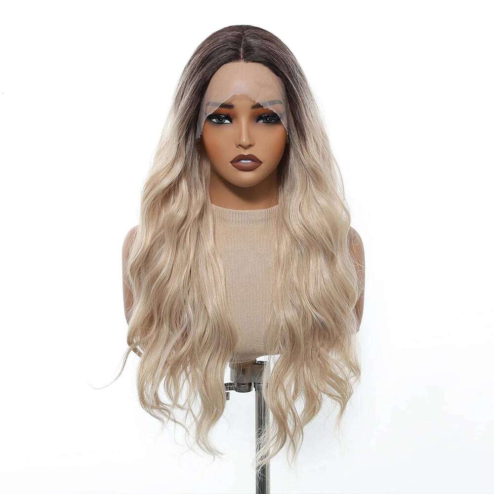 BlONDE UNICORN T Lace Synthetic Wig Ombre Dark Root to Blonde Curly Hair Women Wigs Daily Cosplay Natural Heat Resistant Fiber