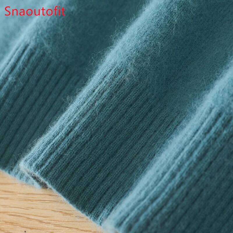 Men's 100% Pure Cashmere O-Neck Pullovers Knit Sweater Autumn and Winter New Long Sleeve High-End Jumpers Mink Tops