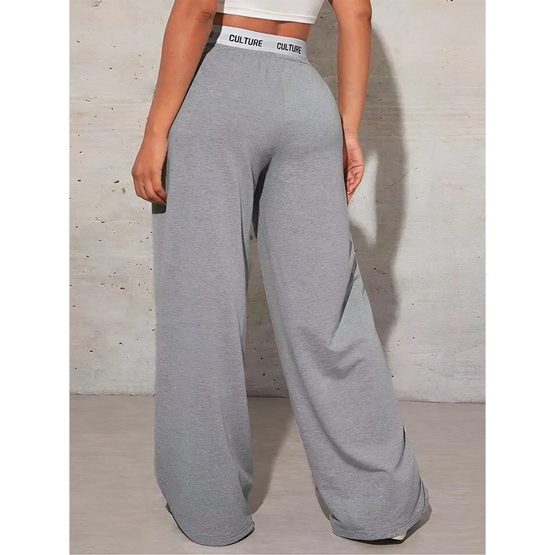 Womens Fashion Pants High Waist Webbing Loose Wide Leg Solid Colour Casual Female Autumn Daily Wear 250717