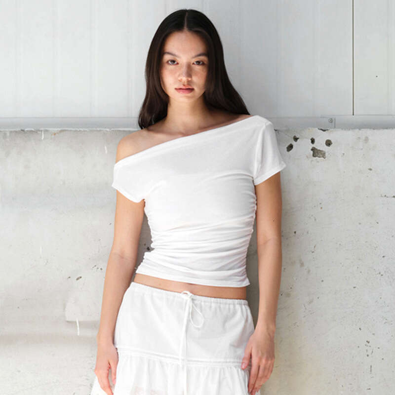 Ytp294 Women's Summer New Solid Color Sleeveless Asymmetrical Off-Shoulder Sexy Top B5