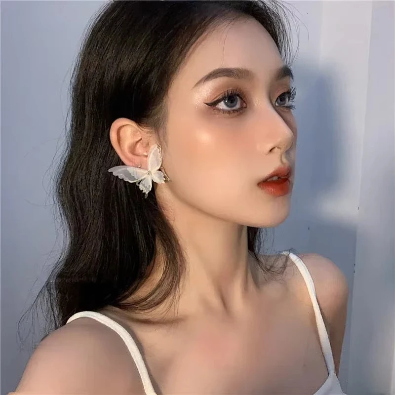 FTCY Hollow Mesh Butterfly Stud Earrings for Women Trendy Elegant Sweet Womens Party Jewelry Gift 250715