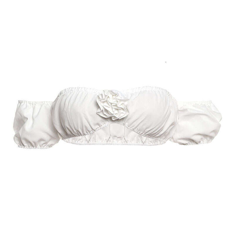 2025Ins Summer New Beach Vacation Strapless Crop Top White Skirt for Women 925