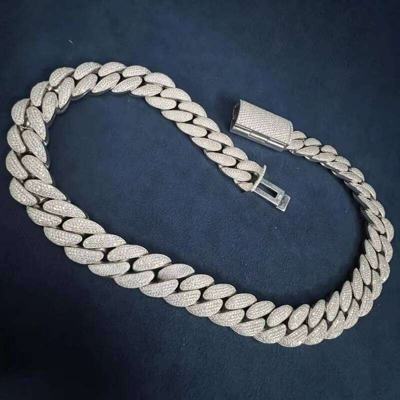 Pearlescent 14k Gold Plated Iced Out Hip Hop Jewelry VVS Moissanite Women Necklace for Men Cuban Chain