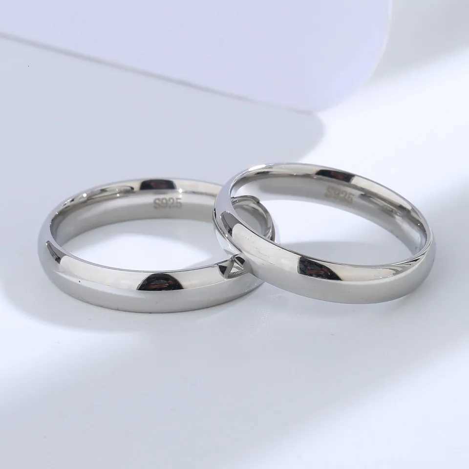 Buyee 925 sterling silver couple ring set light polished and simple ring finger womens classic wedding exquisite jewelry ring W250417