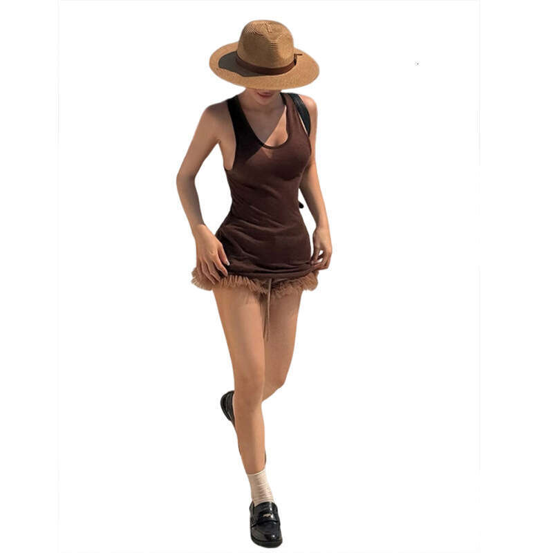 2025 Summer New Slim Sexy Sleeveless Versatile Top Solid Color Shorts Set Women's Clothing a1e