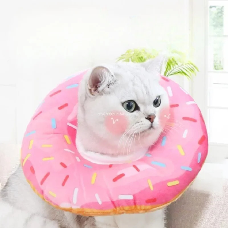 Sweet Donuts Cat Elizabethan Collar Pet Dog Neck Cone Recovery Collar for Anti-Bite Lick Surgery Cat Accessories Pet Collars 250716