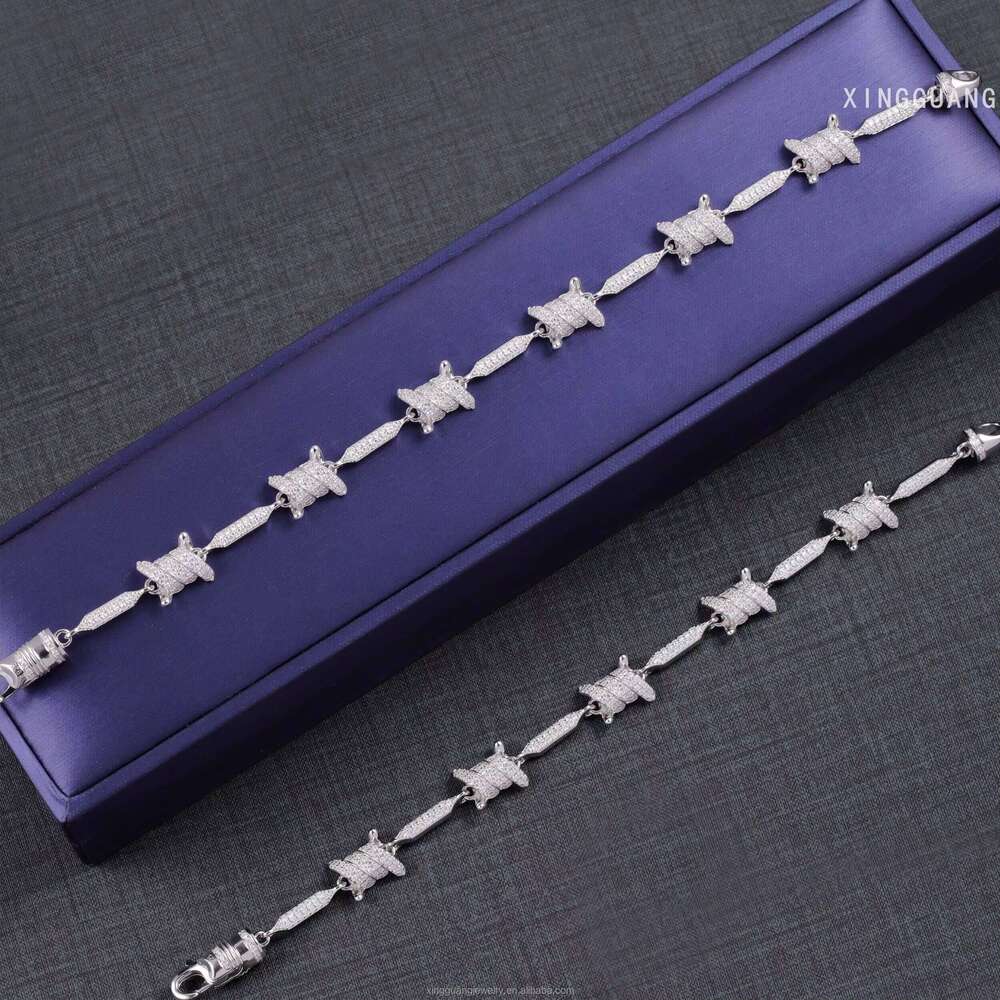 RTS VVS Mossanite S Sier Hip Hop for Men Women 100% Pass Tester Iced Out Moissanite Cuban Link Bracelet