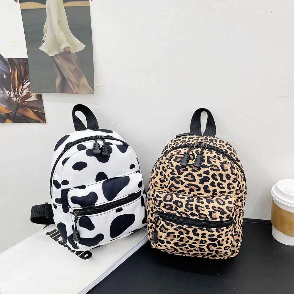 Wenzhi Zebra Leopard Cow Print Backpack Nylon Shoulder Bag Students High School Small Book Bag Fem Mini Rucksack Mochila Y250724