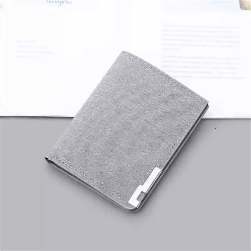 Canvas Mens Money Clip Short Trifold Wallet With Zip Coin Purse Fashion Student Casual Money Clip Card Bag Z250725