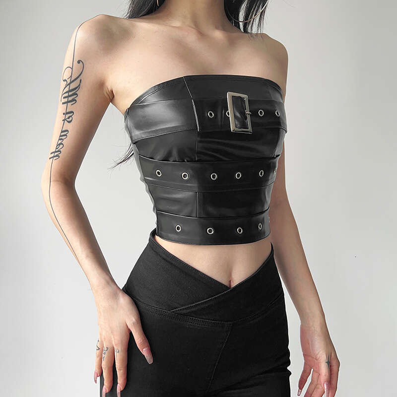 2023 Summer New Women's Solid Color Slim Street Fashion Off-Shoulder Strapless Backless Tank Top 54b
