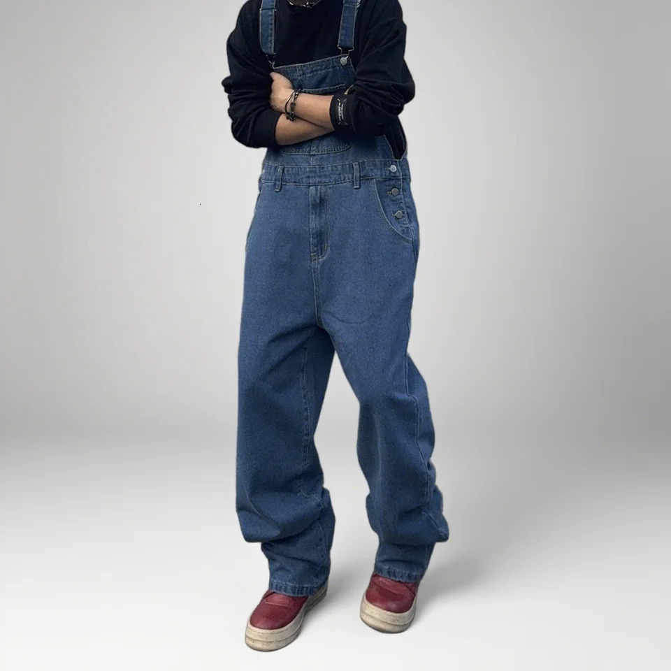 Overalls for Men Denim Suspenders Simple Baggy Jeans Mens Street Casual Solid Mid Waist Loose Washed Jumpsuits Length Tracksuit 250725
