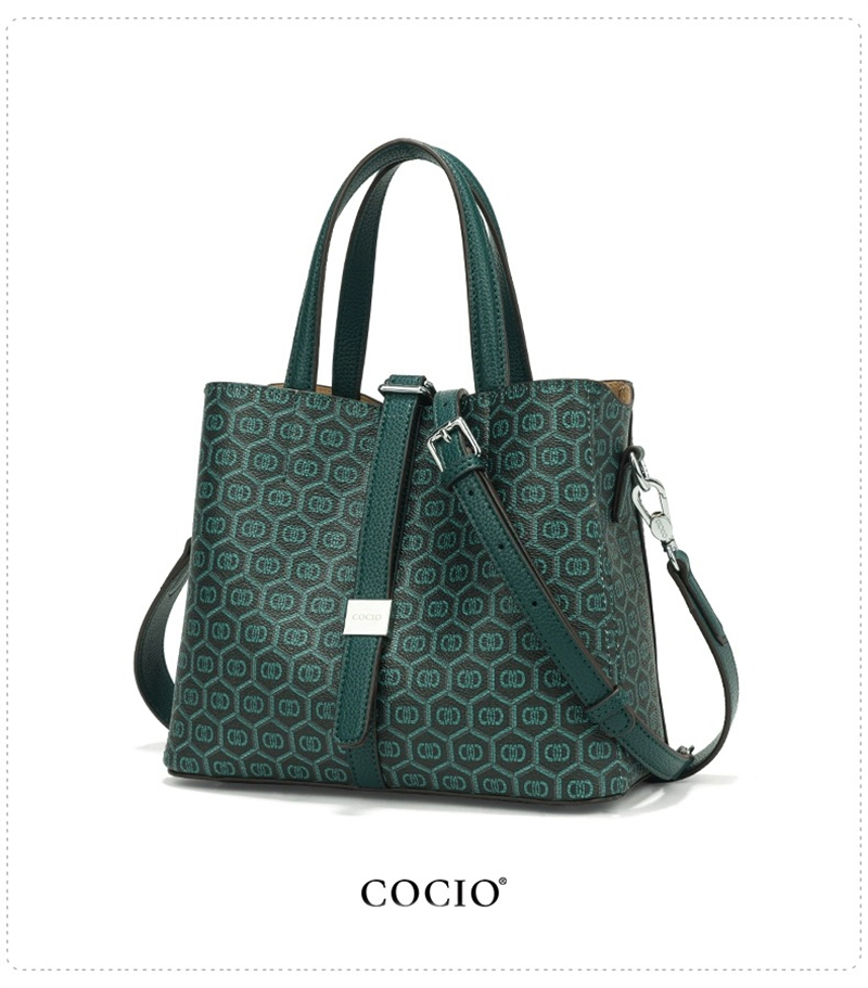 COCIO designer bag New peacock green handbag simple versatile large capacity bucket bag hot selling high-quality womens bag