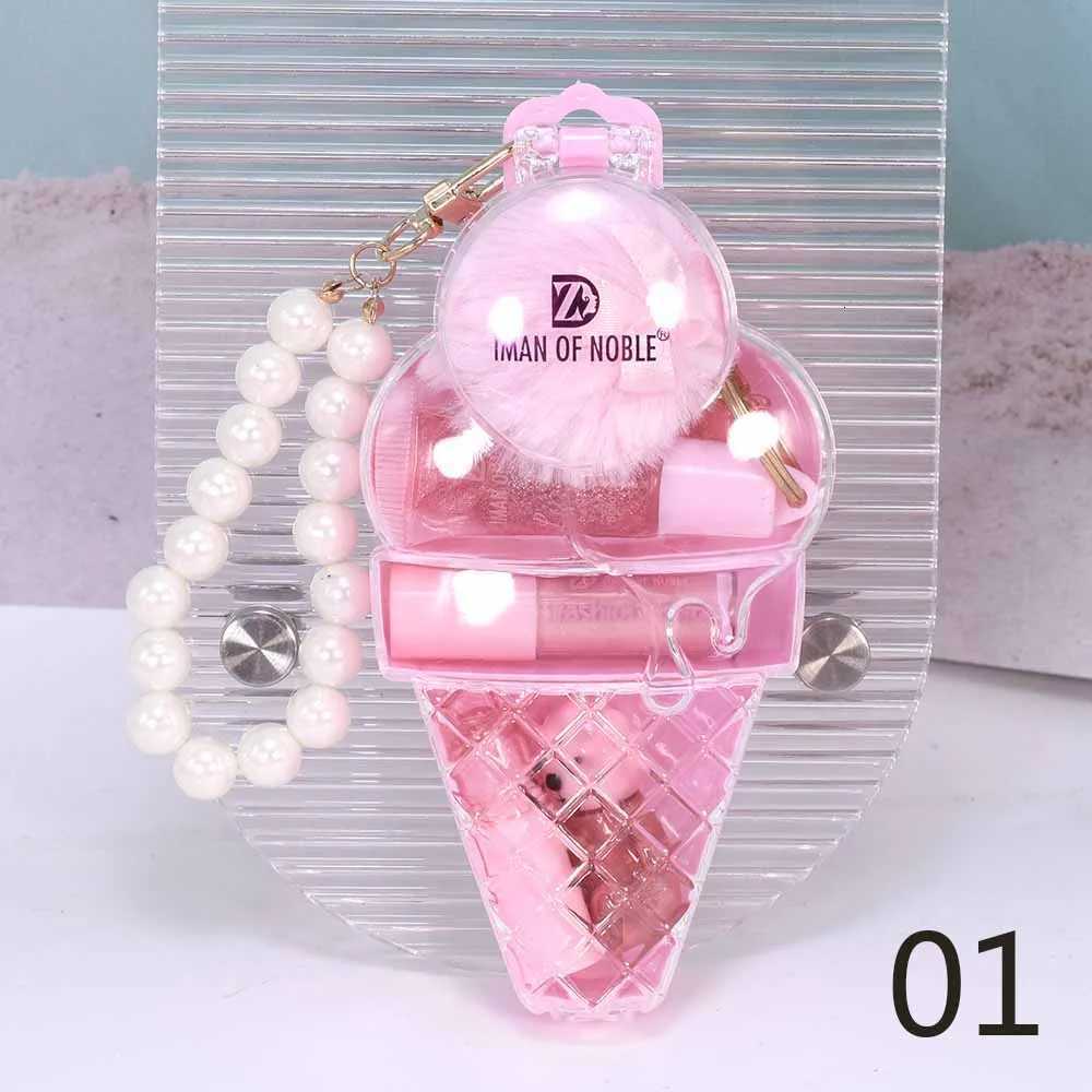 Cute Ice Cream Bear Lip Gloss Set Keychain Lip Gloss Waterproof Longlasting Girls Lips MakeupXJ250724