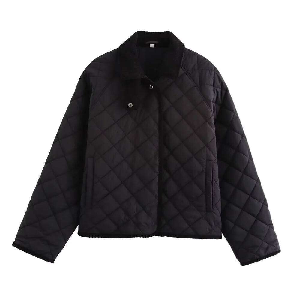 Taop&Za Women's Long Sleeved Autumn/Winter New Collection Two Tone Dia Short Edition High Necked Cotton Jacket