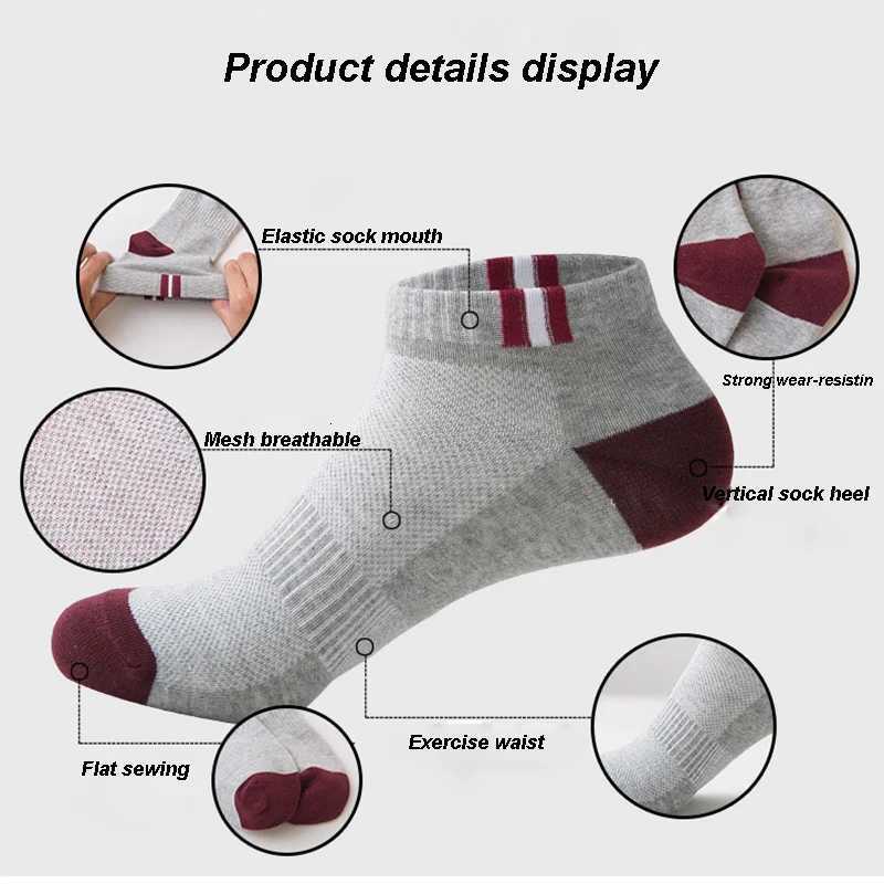 5Pairs High Quality Men Socks Short Sock Deodorant Male Mesh Breathable Summer Dress Socks Classic Plus Size 38-48 X250725