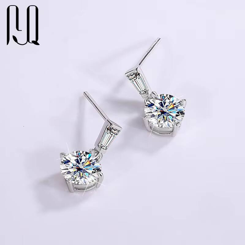 PYQ 1ct+1ct VVS Moissanite Stud Earrings With GRA Certificate 925 Silver Stud Earrings Moissanite Pendant Earrings for Women